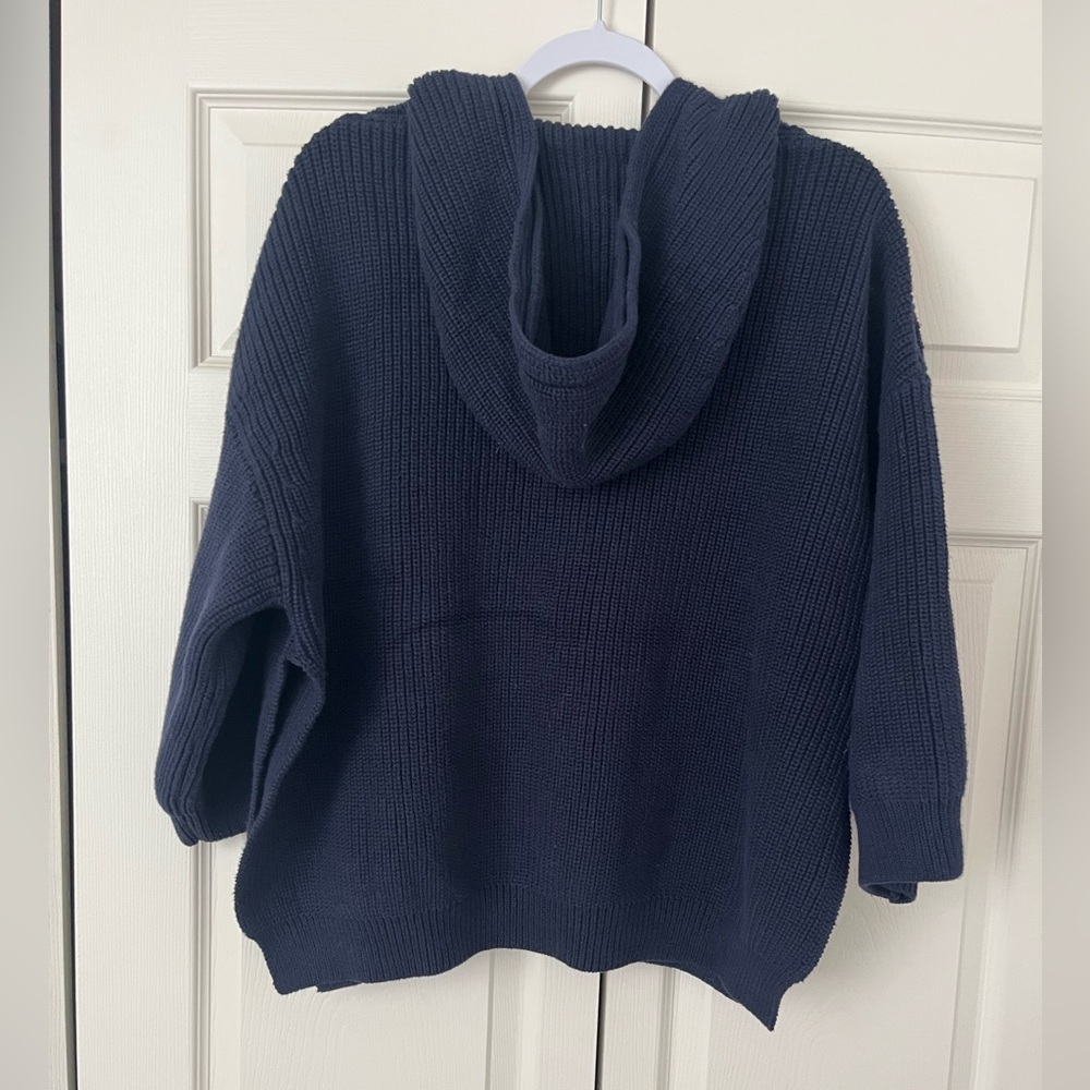 Tuckernuck Navy Knit Declan Pullover sweater size large navy blue hooded knit - Picture 8 of 11